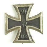 Imperial German WW1 Iron Cross 1st class pin back, three piece construction, magnetic iron core.