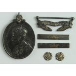 Efficiency Medal GV crowned, named 3953758 Bndsmn C Bourne 4-Welch R. Scroll suspender detached,