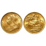 Sovereign 1897M, Melbourne Mint, Australia, S.3875, BU