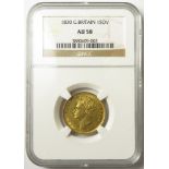 Sovereign 1830, S.3801, EF, slabbed NGC AU 58.