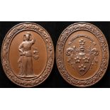 Scotland Commemorative Medal, bronze oval 60x50mm: Featuring Justitia and the coat of arms of Clan