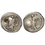 Roman Republican silver denarius of Mn. Cordius Rufus, Rome Mint 46 B.C., Conjoined heads of the