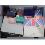 World in a stacker box, to include silver proofs, proof sets, mint issues etc.