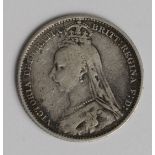 Sixpence 1893 Jubilee, S.3929, VG