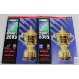 Rugby Union, World Cup 2003, programmes England v France semi and v Australia Final.