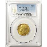 Sovereign 1886S, shieldback, Sydney Mint, Australia, S.3855B, EF/GEF, slabbed PCGS AU58.