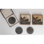 Lusitania Medals (5) British cast iron propaganda issues by Selfridges, all '5 MAY' date, three in