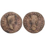 Large colonial bronze of Hispalis, Spain of Divus Augustus and Livia of c. 34mm., obverse:-