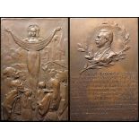 Romanian Commemorative Plaque, bronze 108x70mm: "The Law of Encouraging National Industry" featuring