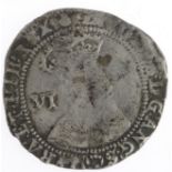 James i silver sixpence, First Coinage 1603-1604, reverse reads:- EXVRGAT, 1603, Second Bust,