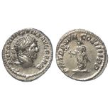 Caracalla silver denarius, Rome Mint 214 AD. Rev: PM TRP XVII COS IIII PP. Caracalla standing left