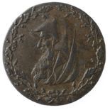 Anglesey copper halfpenny dated 1791, THE PARIS MINERS HALFPENNY, Draped Druids head left, within