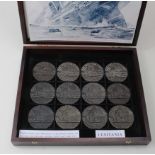 Lusitania Medals (12) British cast iron propaganda issues by Selfridges, both '5 MAY' and '5 MAI'