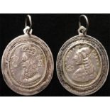 Charles II marriage to Catherine of Braganza 1662 unmarked silver oval medal. Weighs 3.8gms.