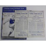 Ipswich Town v Brentford (F) 7/5/1938 complete but with rust damage at staples, plus Reading v