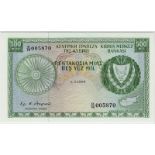 Cyprus 500 Mils P42a (1st March 1968), rarer key date, D/16 005870, PMG graded 66EPQ Gem Unc