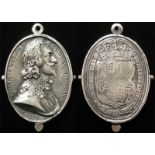 Charles I unmarked silver Royalist medal/badge, looks 17th century. Weighs 13gms. Measures 25 x
