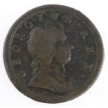 Halfpenny 1722, 2 over ?, BMC 800. GF. Ex. Peter W. Lawrence Collection 28.11.1997, purchased by