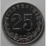 Italy nickel 25 Centesimi 1903R, EF and scarce