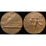 Lusitania Medal, German corrected date version '7 MAI 1915' in cast bronze, not marked 'Goetz' on