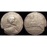 Charles I unmarked silver medal "Return to London from Edinburgh 1633". Missing a piece under the