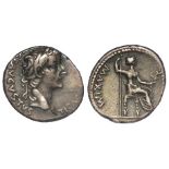 Tiberius silver denarius, Lugdunum Mint 15-16 A.D., Sear 1763, reverse reads:- PONTIF MAXIM,