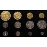 Proof Set 1911 Long Set (12 Coins) Five Pounds, Two Pounds, Sovereign, Half Sovereign, Halfcrown,
