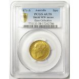 Sovereign 1871S, shieldback, w.w. incuse, Sydney Mint, Australia, S.3855A, EF/GEF, slabbed PCGS AU