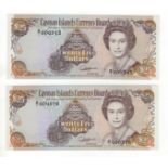 Cayman Islands (2), 25 Dollars P14 (series 1991), pair of notes with nice low numbers B/1 000345 &