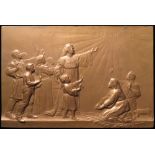 Romanian Commemorative Plaque, uniface bronze 100mm: Queen Elizabeth Home for the Blind 1908, by