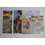 Olympic Athletes colour lithograph prints of Mel Patton 10"x7" signed in ink, Patton won 2x gold
