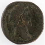 Antoninus Pius, sestertius, Rome Mint 146 A.D., reverse:- Antoninus Pius in triumphal quadriga to