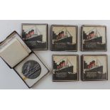 Lusitania Medals (6) British cast iron propaganda issues by Selfridges: 4x '5 MAY' type boxed with