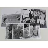 Manchester United, nine signed photos, 8 x10" Alex Stepney, Harry Gregg; postcards, Best, Law,