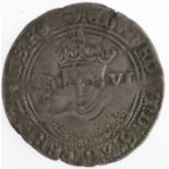 Edward VI silver sixpence, Fine Issue 1551-1553, mm. y, full, round, well centred, crinkled, small