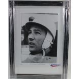 Large signed framed print of Motor racing Legend Stirling Moss limited edition no 264/500