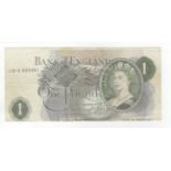 ERROR Hollom 1 Pound ERROR note, B292 (issued 1963), a misplaced design ERROR with most of the