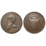 Cormwall copper halfpenny dated 1791, Draped Druids head left, within wreath / Shield of Arms,