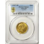 Sovereign 1907M, Melbourne Mint, Australia, S.3971, UNC, slabbed PCGS MS 62.