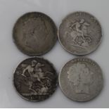 GB Crowns (4) 1819LX, 1820 x2 & 1821. Fair - VG