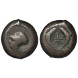Ancient Greek, Sicily Syracuse copper litra 344-336 BC. Helmeted head of Athena left. / Rev: