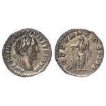 Antoninus Pius silver denarius, Rome Mint 159-160 AD. Rev: FORTVNA COS IIII. Fortuna standing
