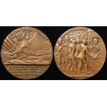 Lusitania Medal, German corrected date version '7 MAI 1915' in cast bronze, not marked 'Goetz' on