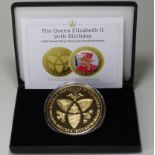 Queen Elizabeth II Birthday Commemorative medallion struck in 24ct plated on silver with a weight of