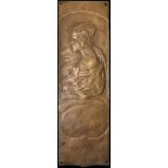 Art Nouveau Bronze Plaque 282x85mm depicting female figure, signed '1/1 1901 Buros Brau' (?), with