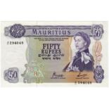 Mauritius 50 Rupees p33c (issued 1967), A/11 294048, very light signs of handling, aUNC/UNC