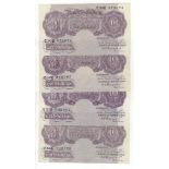 Peppiatt (4), 10 Shillings B251 (issued 1940), mauve emergency WW2 issue, high grade lot, EF to