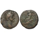 Antoninus Pius copper as, probably a British Mint 154-155 A.D., obverse:- Laureate bust right,
