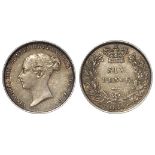 Sixpence 1850, 5 over 3, S.3908, toned EF