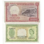 Malaya & British Borneo (2), 10 Dollars P9a (1st March 1961), A/30 684475, ink annotation and tiny